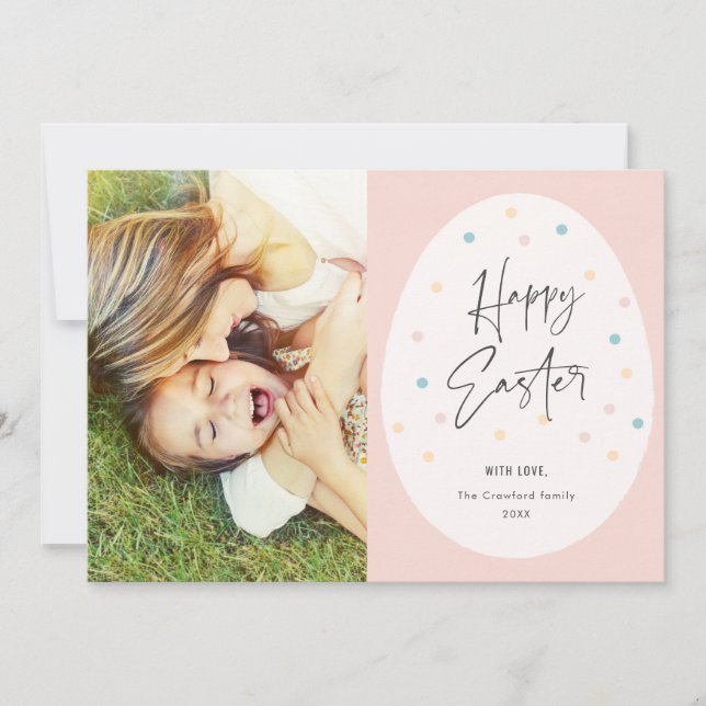 Invitation Pastel Polk a Dot Egg Happy Pâques Photo (Devant)