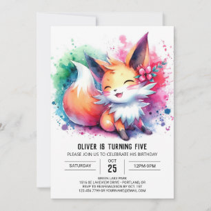 Invitation Pastel Printable Renard Anniversaire