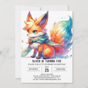 Invitation Pastel Printable Renard Anniversaire