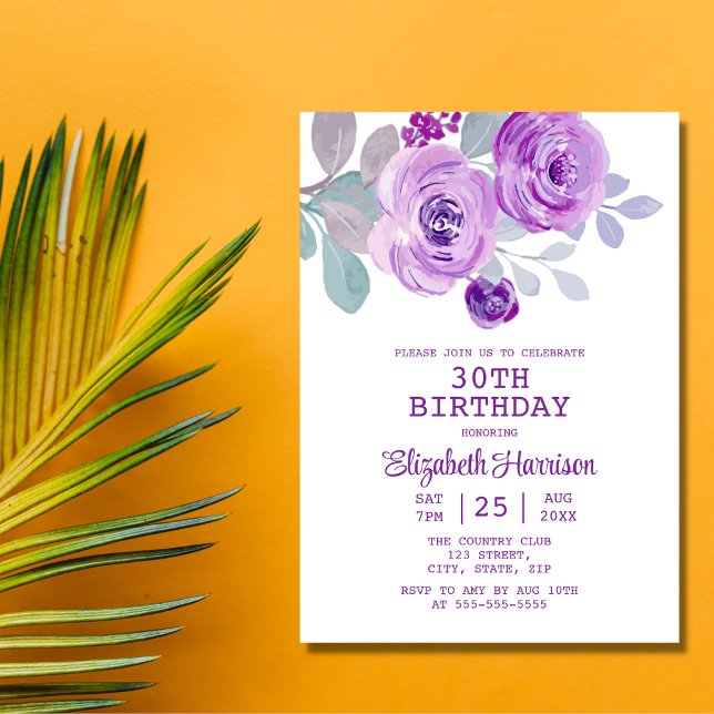 Invitation Pastel Purple Rose Floral Greenery 30e anniversair (Créateur téléchargé)