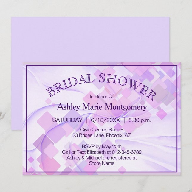 Invitation Pastel Purples Fête des mariées géométrique person (Devant / Derrière)