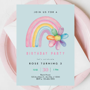 Invitation Pastel Rainbow 3ème fête d'anniversaire