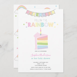 Invitation Pastel Rainbow Baby shower Party