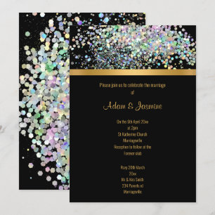 INVITATION PASTEL RAINBOW BLACK OR MARIAGE