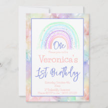 Pastel Rainbow Girl 1er anniversaire Frontière géo