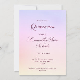 Invitation Pastel Rainbow Holographic Elegant Quinceanera