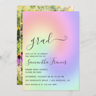 Invitation Pastel Rainbow Ombre Graduation Party Photo Invita