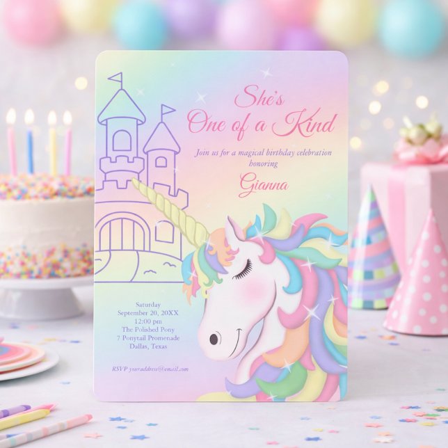 Invitation Pastel Rainbow Unicorn Magical Birthday (Créateur téléchargé)