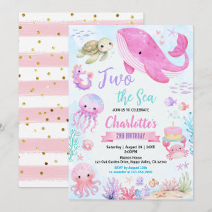 Invitation Pastel Rose Deux Ans Anniversaire Fille 1ère Fête