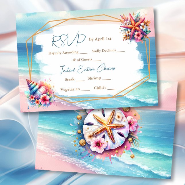 Invitation Pastel Rose et Blue Ocean View Wedding RSVP (Créateur téléchargé)