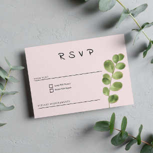 Invitation Pastel rose menthe or feuille d'eucalyptus feuille