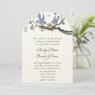 Invitation Pastel Rustic Grove Lavender Vintage Birds Mariage