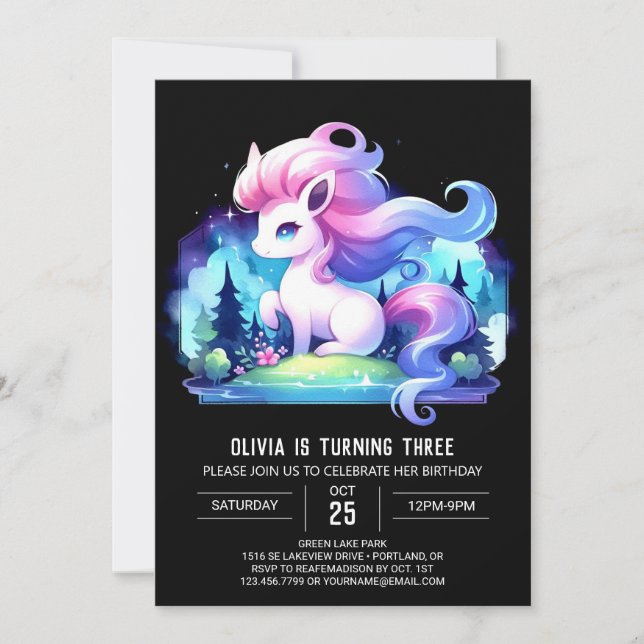 Invitation Pastel Simple Horse Anniversaire (Devant)