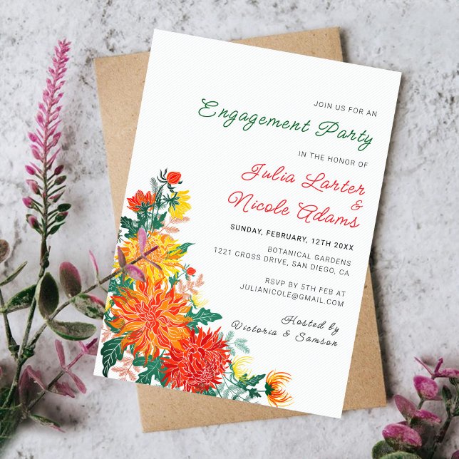 Invitation Pastel Spring Dahlia Fleurs de l'engagement (Créateur téléchargé)
