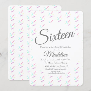 Invitation Pastel Sprinkles Ice Cream Party Sweet 16 Quince