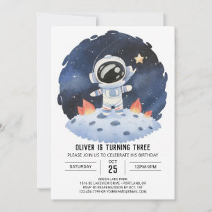 Invitation Pastel Star Cute Astronaut garçon Anniversaire