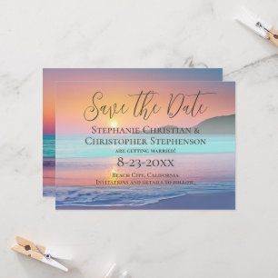 Invitation Pastel Sunset Destination Beach Enregistrer la dat