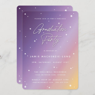 Invitation Pastel Sunset Script et Stars Graduation Party