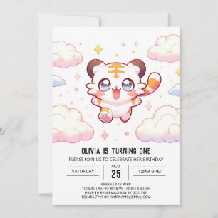 Invitation Pastel Tiger 1er anniversaire