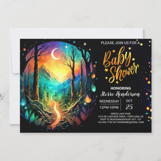 Invitation Pastel Timber Adventure Attend le Baby shower (Devant)