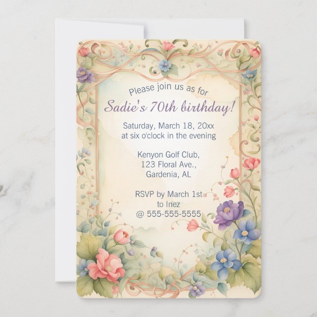 Invitation Pastel Trellis Vins et Roses (Devant)