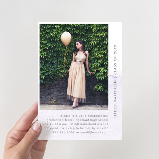 Invitation Pastel trempé Une fête de graduation photo (Créateur téléchargé)