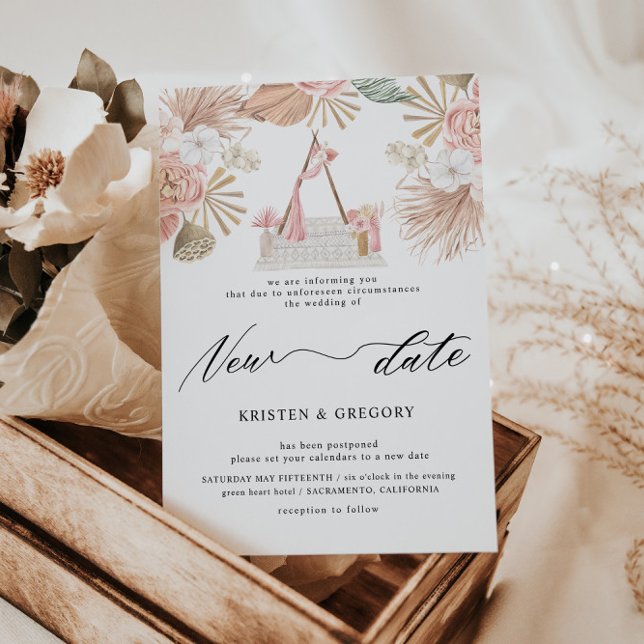 Invitation Pastel Tropical Foliage Bohème Nouvelle Date Maria (Créateur téléchargé)
