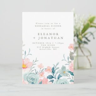 Invitation Pastel Turquoise rose Aquarelle Florale Répétition