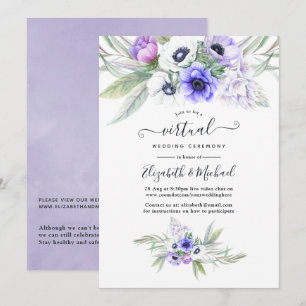 Invitation Pastel Violet Floral Mariage virtuel en ligne