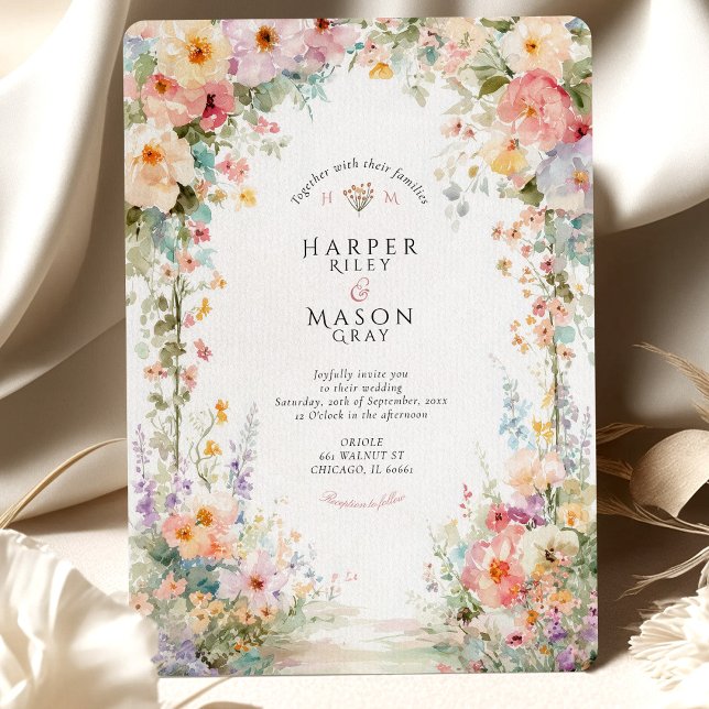 Invitation Pastel Watercolor Floral Arch Wedding (Créateur téléchargé)