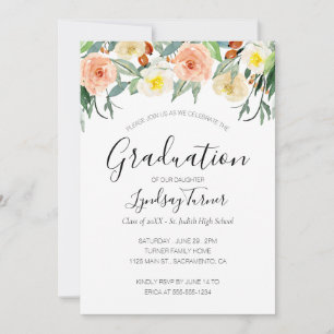 Invitation Pastel Watercolor Flowers Graduation Party