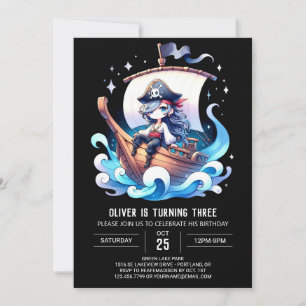 Invitation Pastel Whimsical Pirate Anniversaire