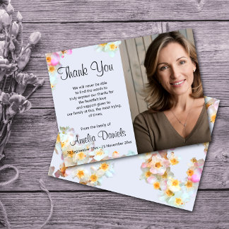 Invitation Pastel Wildflower Photo In Memory Thank You Card