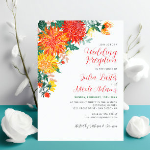 Invitation Pastel Yellow Spring Dahlia Réception de mariage