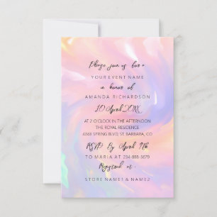 Invitation Pastels Holographiques Roses Mariage 16 ans 