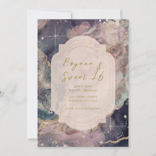 Invitation Pastels tendres Aquarelle Galaxie céleste Douze an