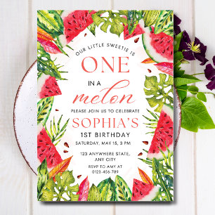 Invitation Pastèque, Anniversaire One in a Melon 