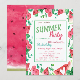 Invitation Pastèque, fête d'été Anniversaire