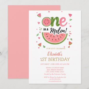 Invitation Pastèque One In A Melon 1er Anniversaire
