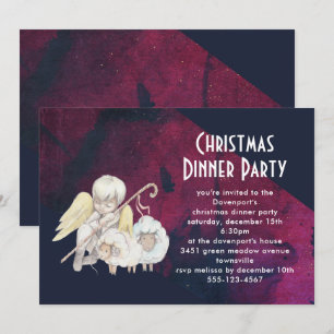 Invitation Pasteur de Noël Ange avec agneaux Noël