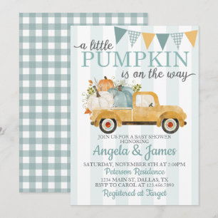 Invitation Patch de Citrouille d'invitation de Baby shower de