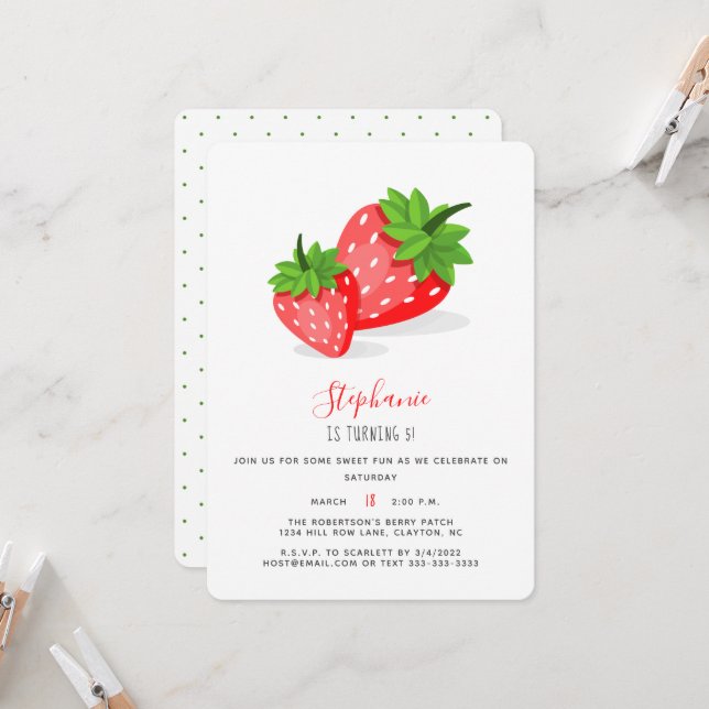 Invitation Patch fraise (Devant/Arrière en situation)
