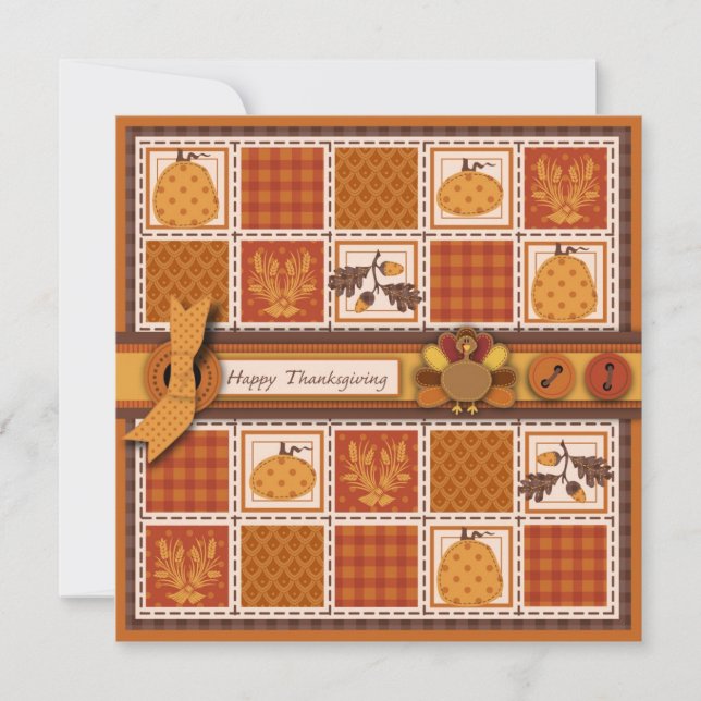Invitation Patchwork Quilted look Thanksgiving (Devant)