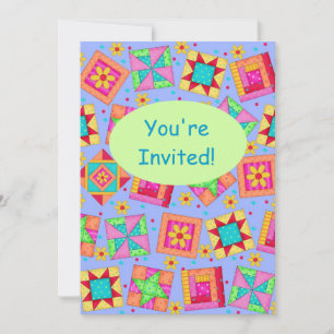 Invitation Patchwork vert Lavender Quilt Block Art