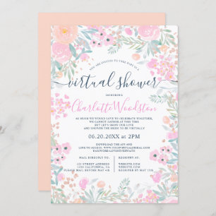 Invitation Pâte d'aquarelle florale pastel douche virtuelle