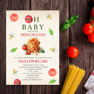 Invitation Pâtes Pacificateurs Oh Baby Baby shower tomate