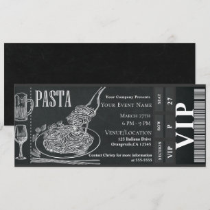 Invitation Pâtes WIne Dîner Chalk VIP Diner partie billet