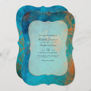 Invitation Patina en cuivre de Grunge et Mariage de code QR T
