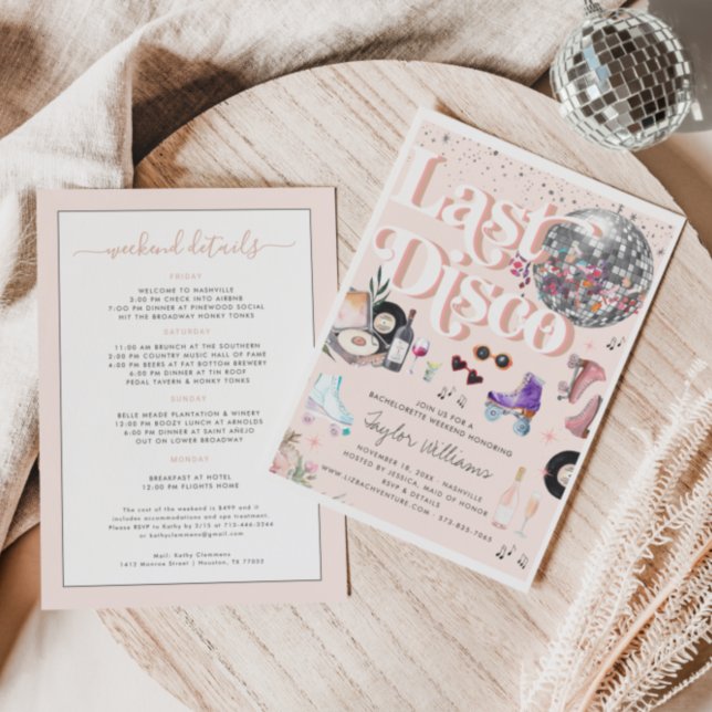 Invitation Patinage à rouleaux Disco Rose | Bachelorette (Créateur téléchargé)