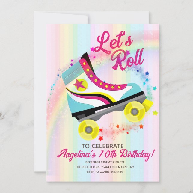 Invitation Patinage à rouleaux super Anniversaire (Devant)